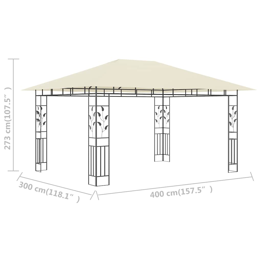 Pavėsinė su tinkleliu nuo uodų, kreminė, 4x3x2,73m, 180g/m² Pavėsinė su tinkleliu nuo uodų, kreminė, 4x3x2,73m, 180g/m²