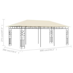 Pavėsinė su tinkleliu nuo uodų, kreminės spalvos, 6x3x2,73m