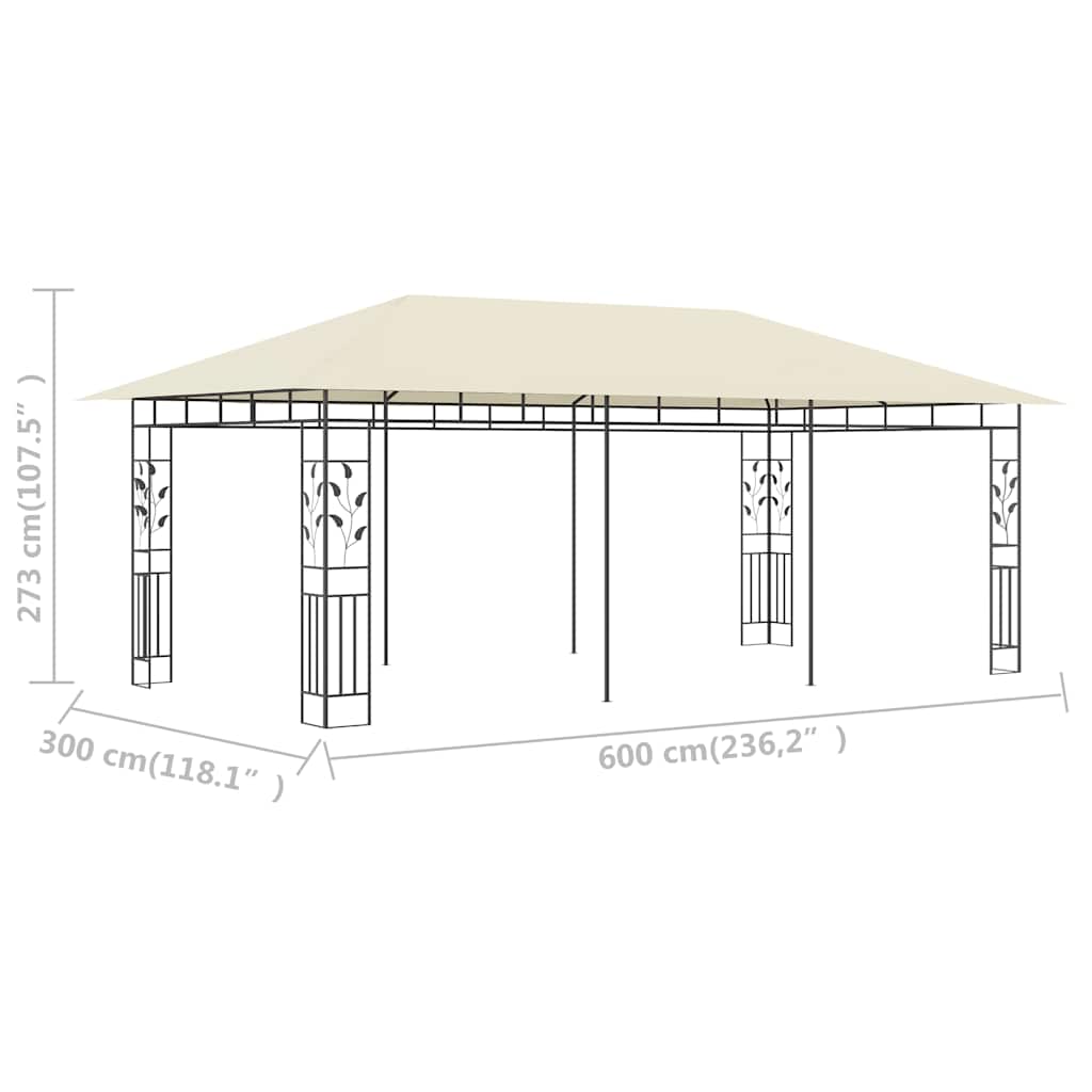 Pavėsinė su tinkleliu nuo uodų, kreminės spalvos, 6x3x2,73m Pavėsinė su tinkleliu nuo uodų, kreminės spalvos, 6x3x2,73m