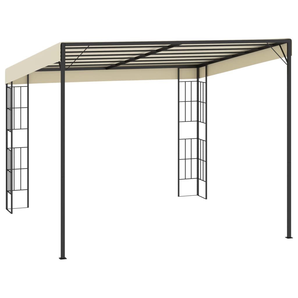 Prie sienos montuojama pavėsinė, kreminė, 3x3m, audinys Prie sienos montuojama pavėsinė, kreminė, 3x3m, audinys - Image 4