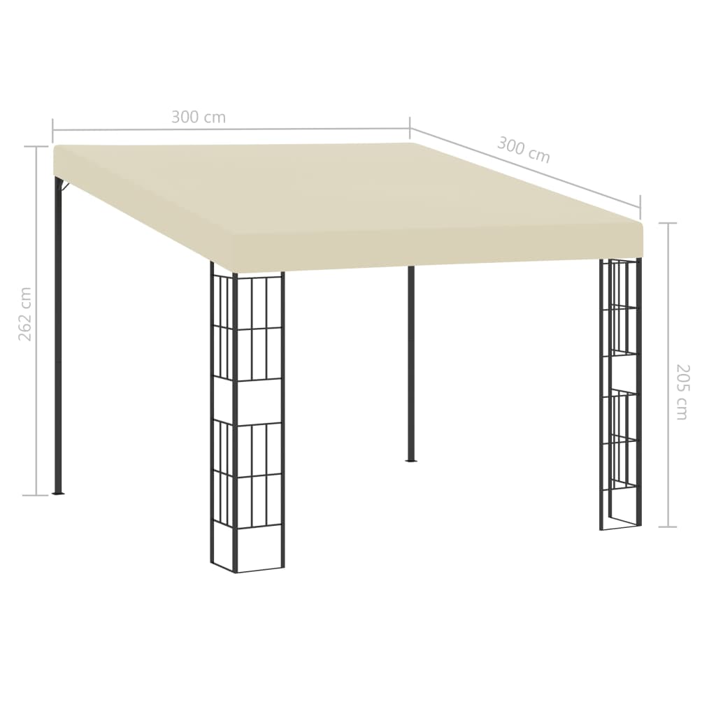Prie sienos montuojama pavėsinė, kreminė, 3x3m, audinys Prie sienos montuojama pavėsinė, kreminė, 3x3m, audinys