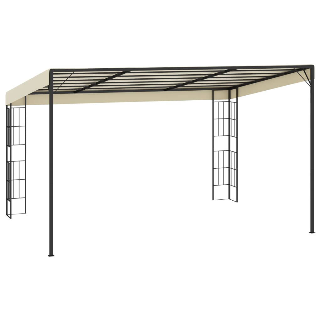 Prie sienos montuojama pavėsinė, kreminė, 3x4m, audinys Prie sienos montuojama pavėsinė, kreminė, 3x4m, audinys - Image 4