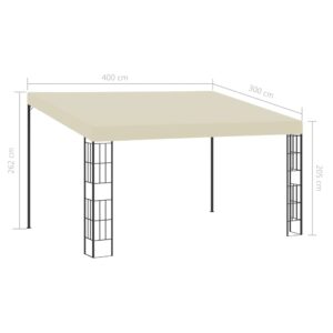 Prie sienos montuojama pavėsinė, kreminė, 3x4m, audinys