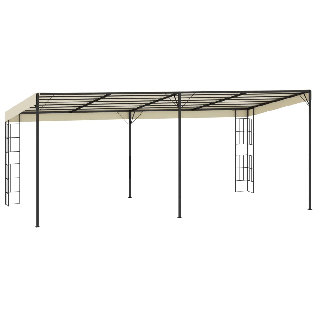Prie sienos montuojama pavėsinė, kreminė, 3x6m, audinys Prie sienos montuojama pavėsinė, kreminė, 3x6m, audinys - Image 4