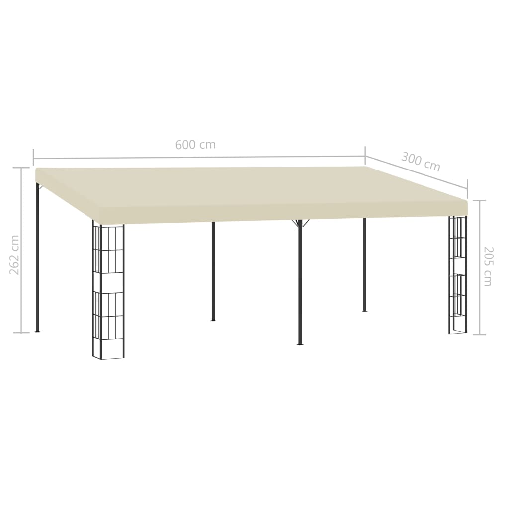Prie sienos montuojama pavėsinė, kreminė, 3x6m, audinys Prie sienos montuojama pavėsinė, kreminė, 3x6m, audinys