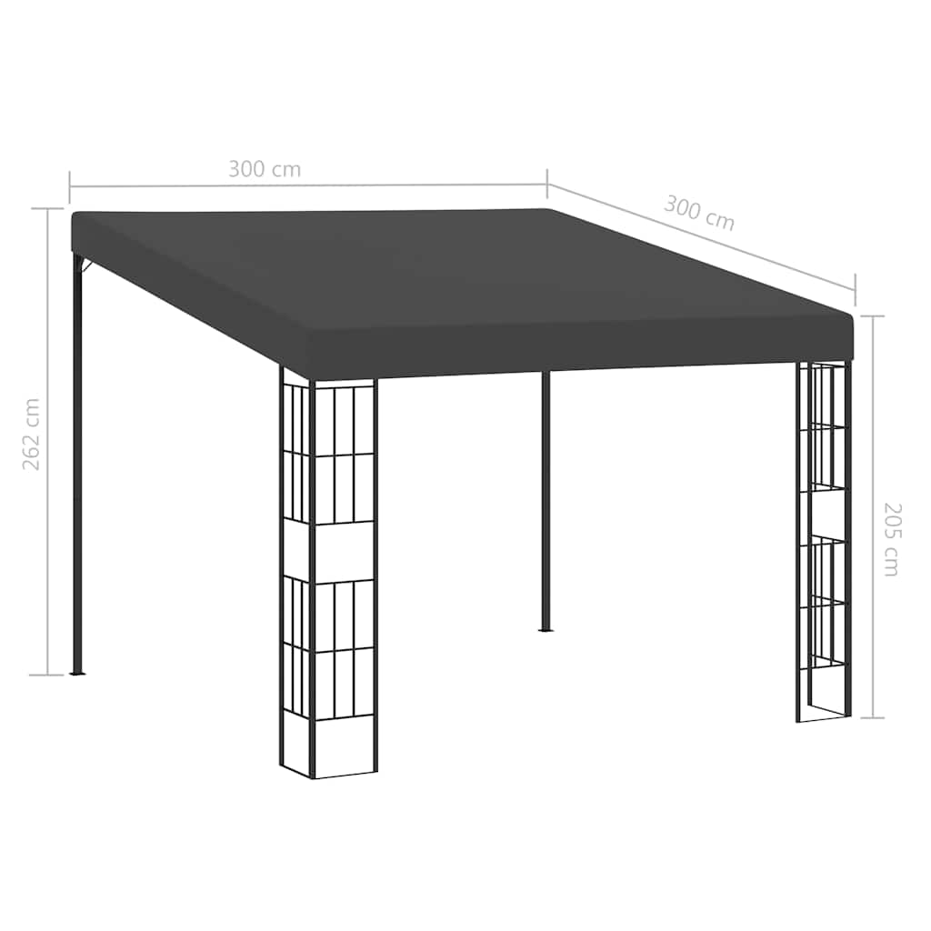 Prie sienos montuojama pavėsinė, antracito, 3x3m, audinys Prie sienos montuojama pavėsinė, antracito, 3x3m, audinys