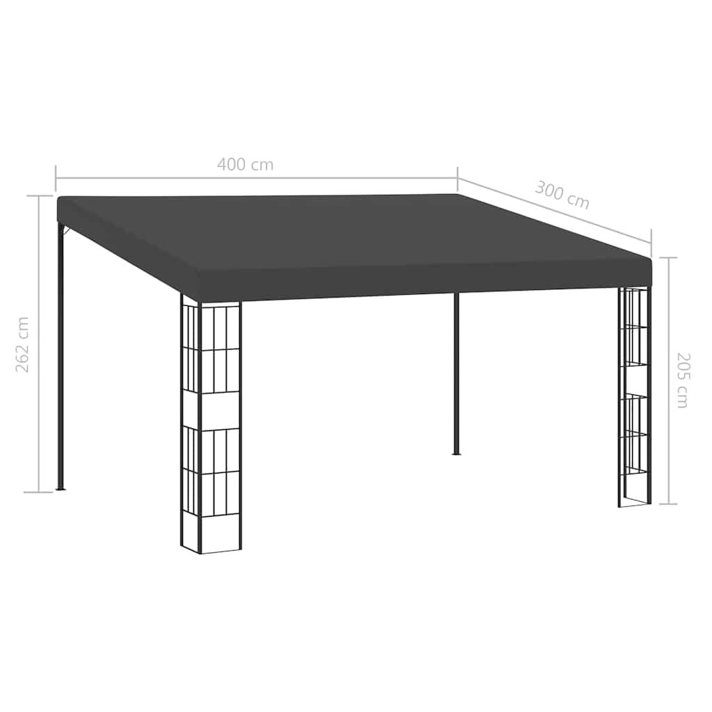 Prie sienos montuojama pavėsinė, antracito, 3x4m, audinys Prie sienos montuojama pavėsinė, antracito, 3x4m, audinys