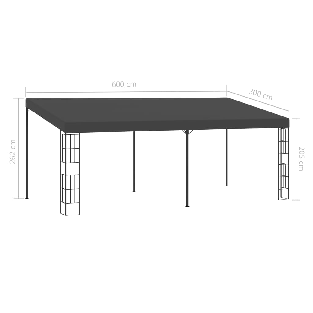 Prie sienos montuojama pavėsinė, antracito, 3x6m, audinys Prie sienos montuojama pavėsinė, antracito, 3x6m, audinys