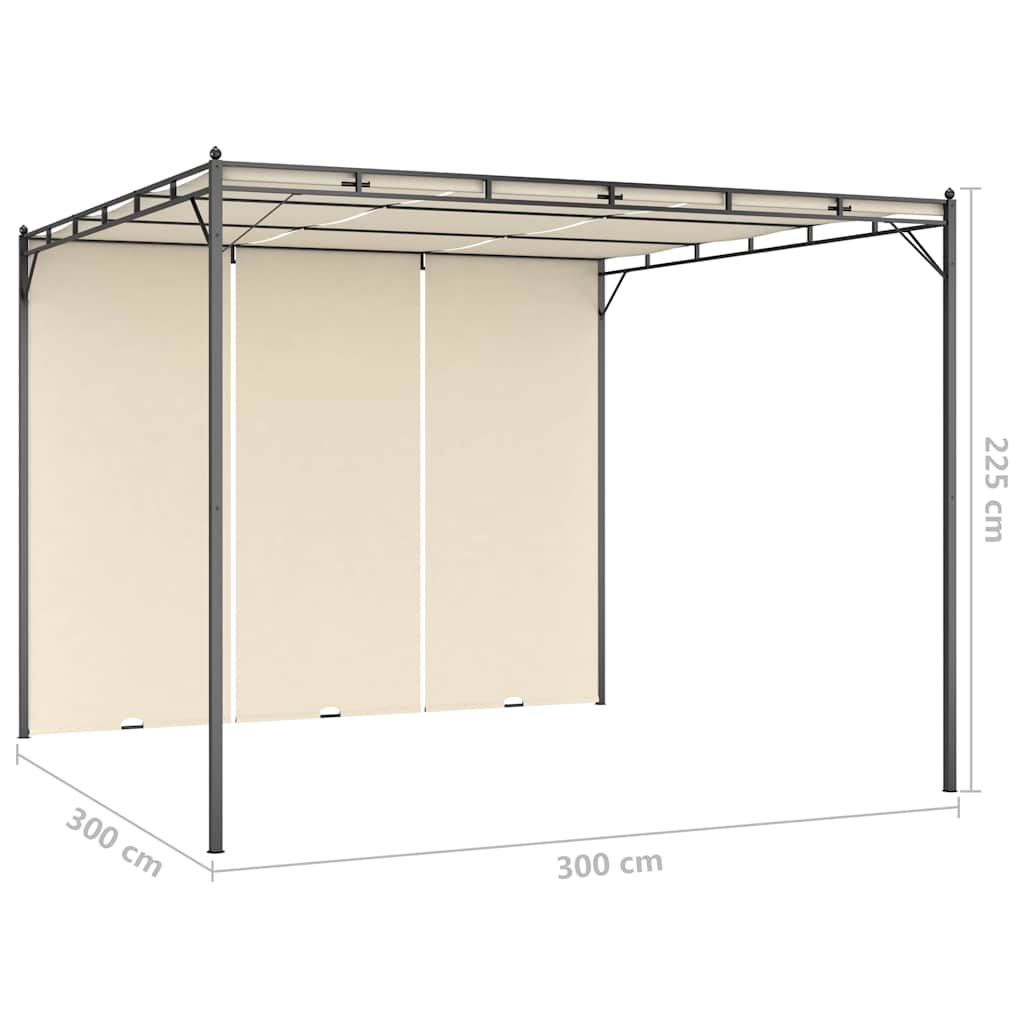 Sodo pavėsinė su šonine užuolaida, kreminės spalvos, 3x3x2,25m Sodo pavėsinė su šonine užuolaida, kreminės spalvos, 3x3x2,25m