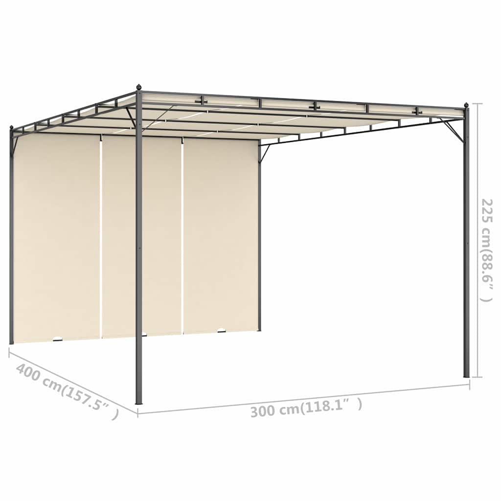 Sodo pavėsinė su šonine užuolaida, kreminės spalvos, 4x3x2,25m Sodo pavėsinė su šonine užuolaida, kreminės spalvos, 4x3x2,25m