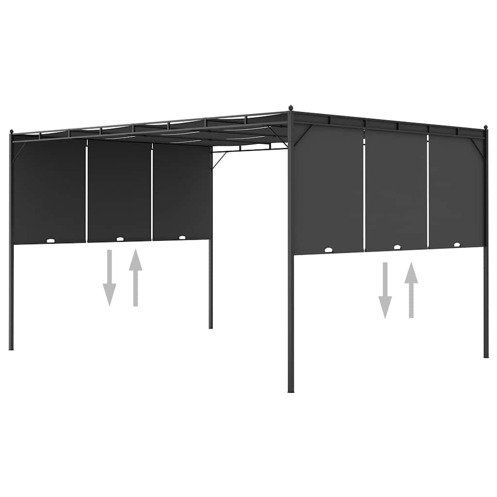 Sodo pavėsinė su šonine užuolaida, antracito spalvos, 4x3x2,25m Sodo pavėsinė su šonine užuolaida, antracito spalvos, 4x3x2,25m - Image 6