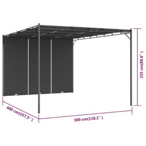 Sodo pavėsinė su šonine užuolaida, antracito spalvos, 4x3x2,25m