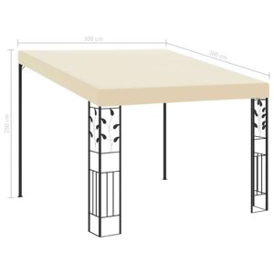 Prie sienos montuojama pavėsinė, kreminės spalvos, 3x3x2,5m