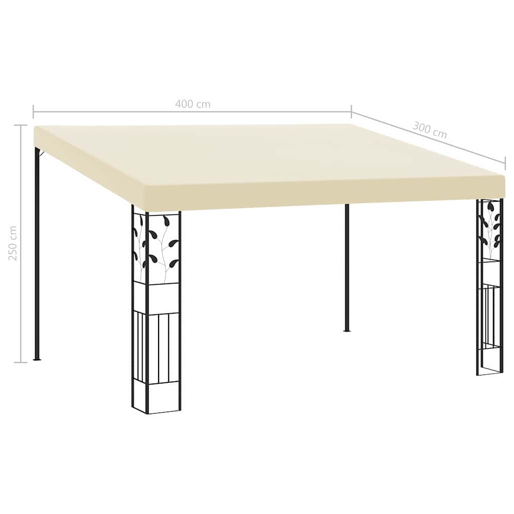 Prie sienos montuojama pavėsinė, kreminės spalvos, 4x3x2,5m Prie sienos montuojama pavėsinė, kreminės spalvos, 4x3x2,5m