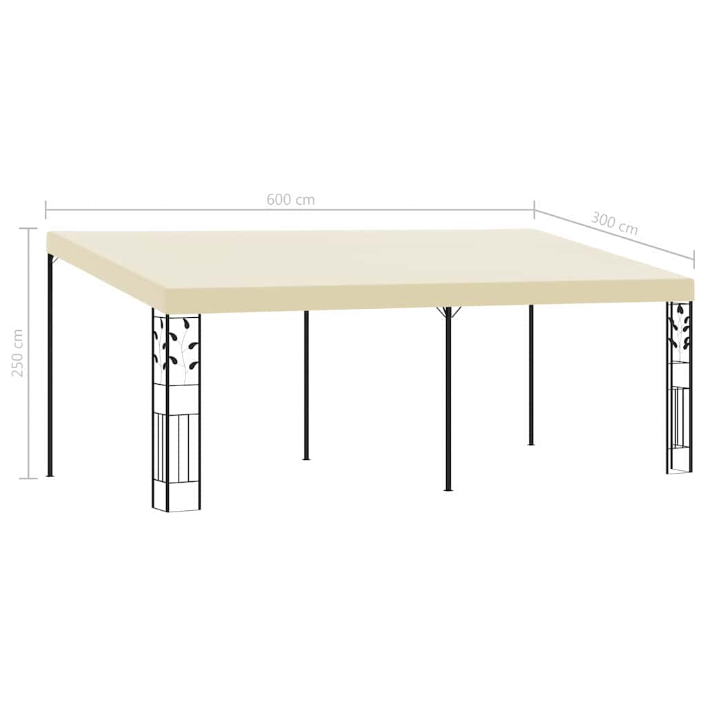Prie sienos montuojama pavėsinė, kreminės spalvos, 6x3x2,5m Prie sienos montuojama pavėsinė, kreminės spalvos, 6x3x2,5m