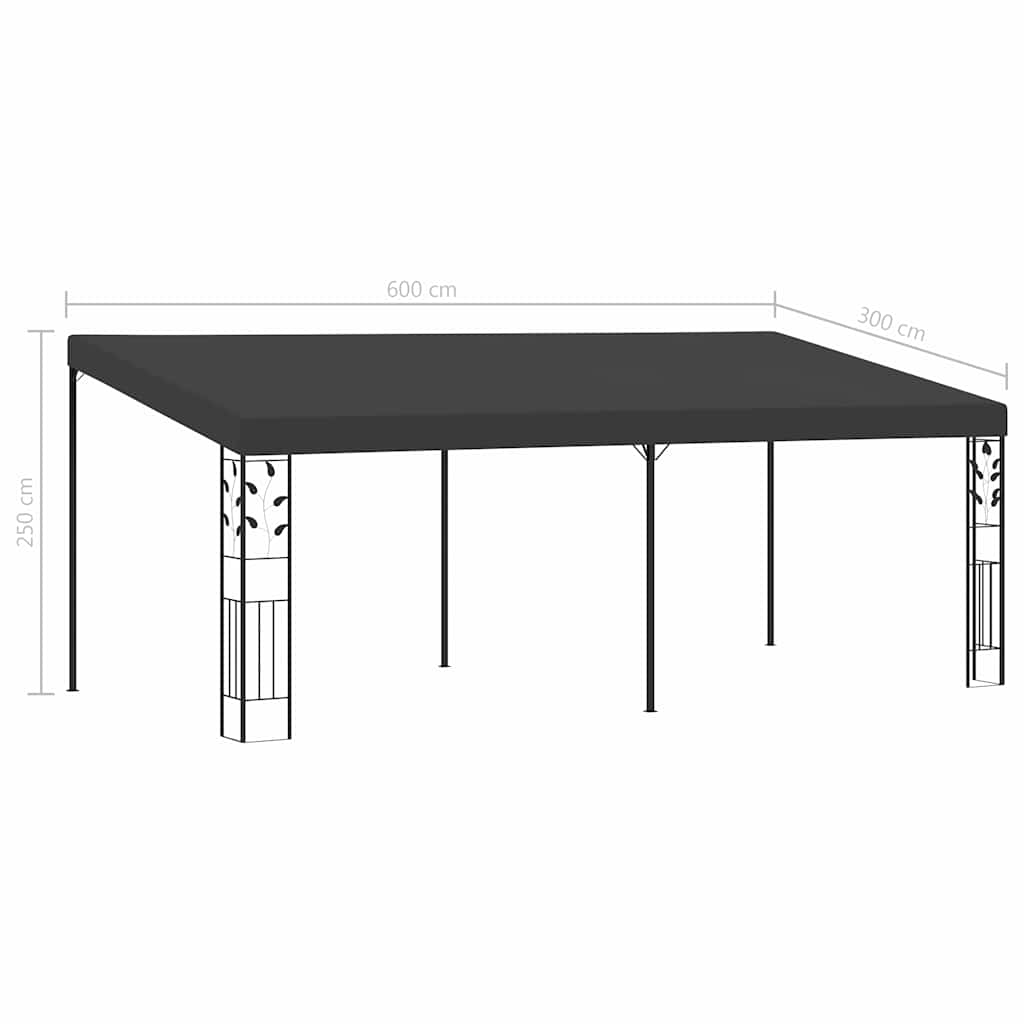 Prie sienos montuojama pavėsinė, antracito, 6x3x2,5m Prie sienos montuojama pavėsinė, antracito, 6x3x2,5m