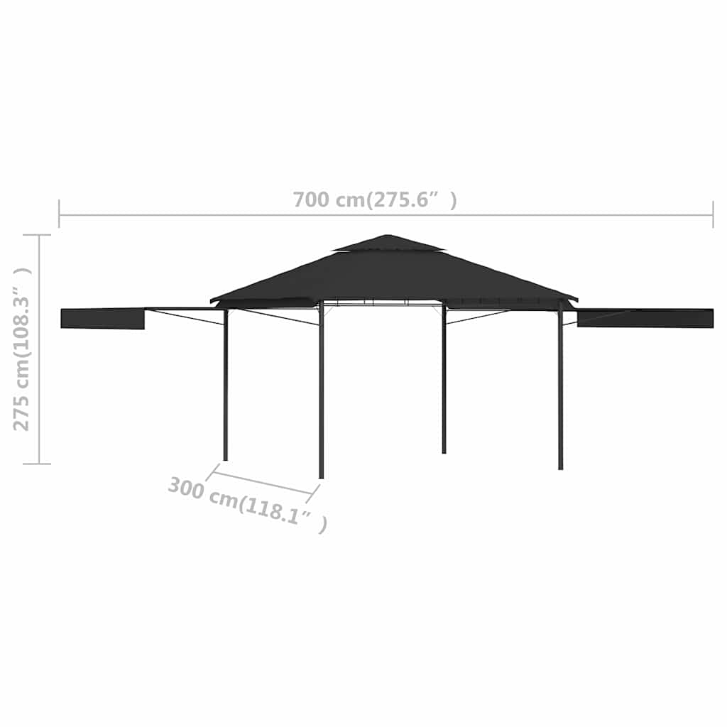 Pavėsinė su dvigubu prailginamu stogu, antracito, 3x3x2,75m Pavėsinė su dvigubu prailginamu stogu, antracito, 3x3x2,75m