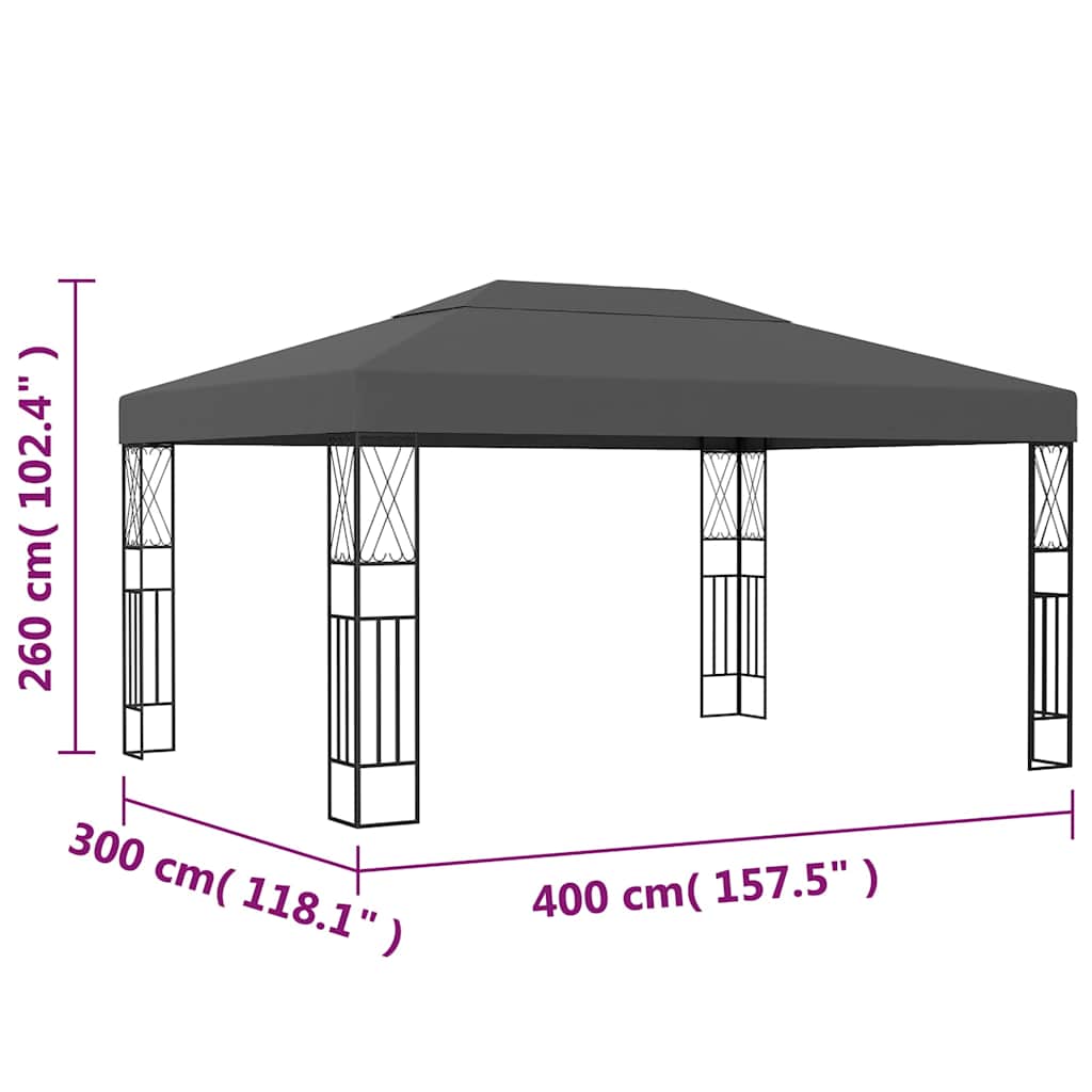 Pavėsinė, antracito spalvos, 3x4m, audinys Pavėsinė, antracito spalvos, 3x4m, audinys