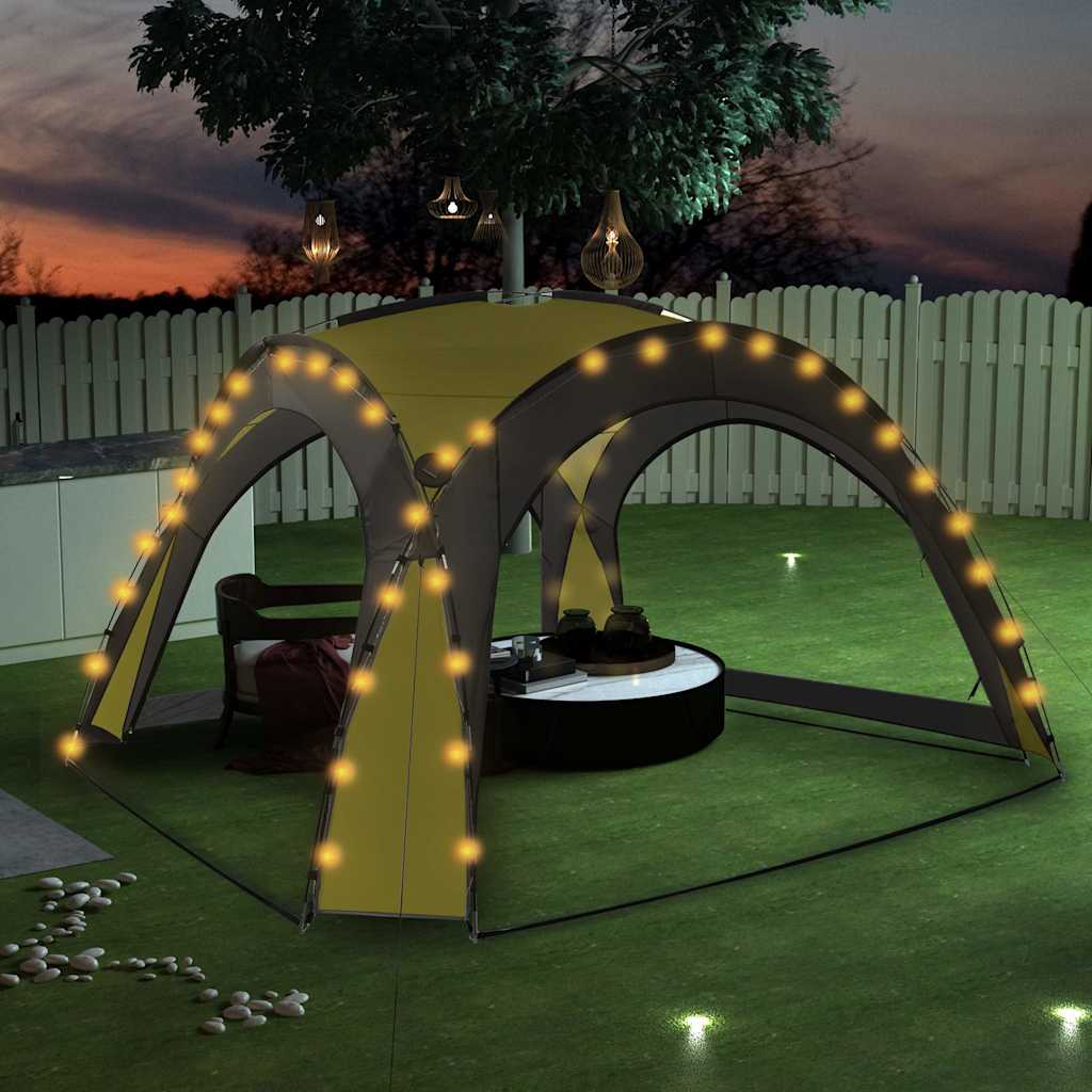 Proginė palapinė su LED ir 4 sienomis, žalia, 3,6×3,6×2,3m Proginė palapinė su LED ir 4 sienomis, žalia, 3,6x3,6x2,3m - Image 2