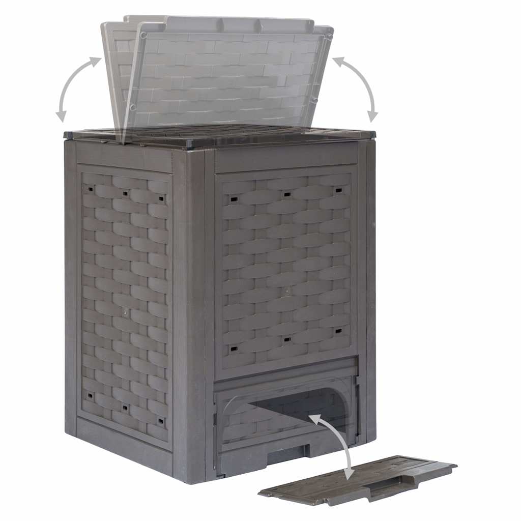 Sodo komposto dėžės, 2vnt., rudos, 60x60x83cm, plastikas, 600l Sodo komposto dėžės, 2vnt., rudos, 60x60x83cm, plastikas, 600l - Image 4