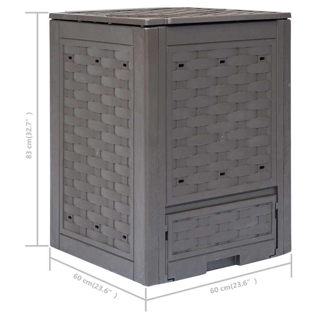 Sodo komposto dėžės, 2vnt., rudos, 60x60x83cm, plastikas, 600l Sodo komposto dėžės, 2vnt., rudos, 60x60x83cm, plastikas, 600l
