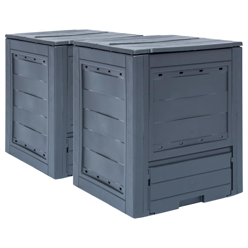 Sodo komposto dėžės, 2vnt., pilkos spalvos, 60x60x73cm, 520l Sodo komposto dėžės, 2vnt., pilkos spalvos, 60x60x73cm, 520l - Image 2