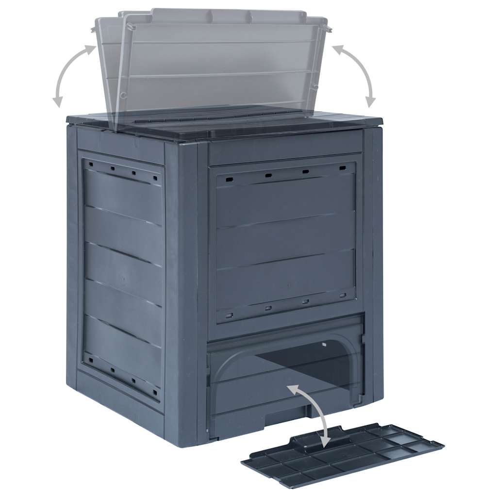 Sodo komposto dėžės, 2vnt., pilkos spalvos, 60x60x73cm, 520l Sodo komposto dėžės, 2vnt., pilkos spalvos, 60x60x73cm, 520l - Image 4