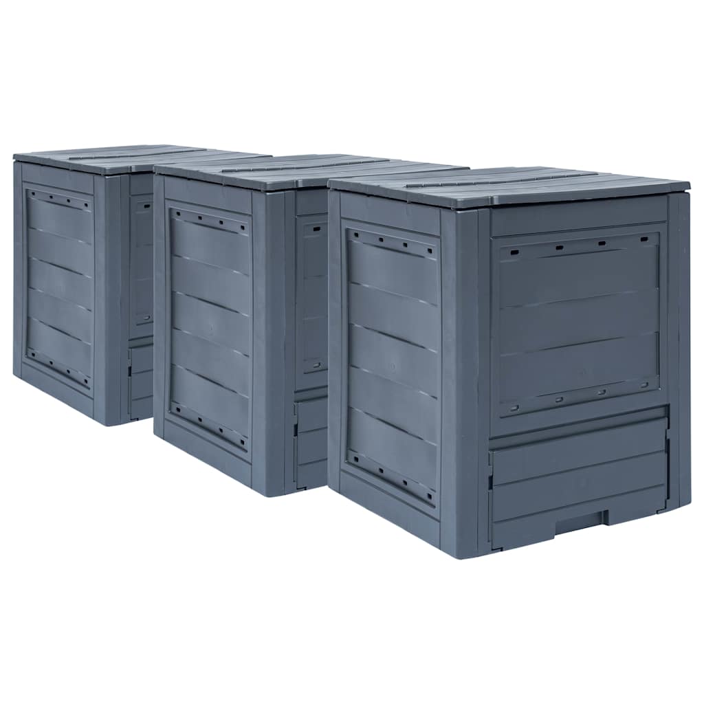 Sodo komposto dėžės, 3vnt., pilkos spalvos, 60x60x73cm, 780l Sodo komposto dėžės, 3vnt., pilkos spalvos, 60x60x73cm, 780l - Image 2