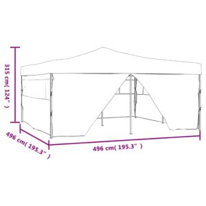 Išskleidžiama pavėsinė su 4 šoninėmis sienomis, kreminė, 5x5m