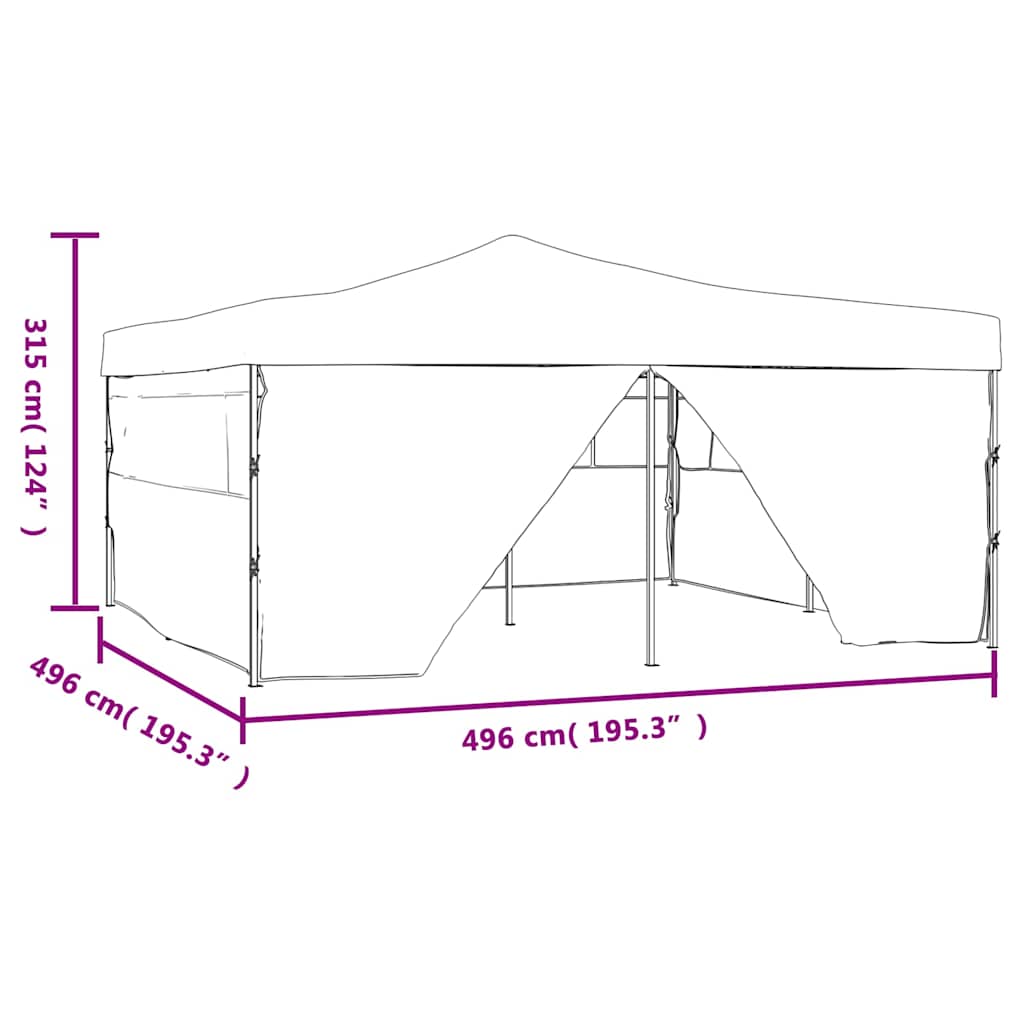 Išskleidžiama pavėsinė su 4 šoninėmis sienomis, kreminė, 5x5m Išskleidžiama pavėsinė su 4 šoninėmis sienomis, kreminė, 5x5m
