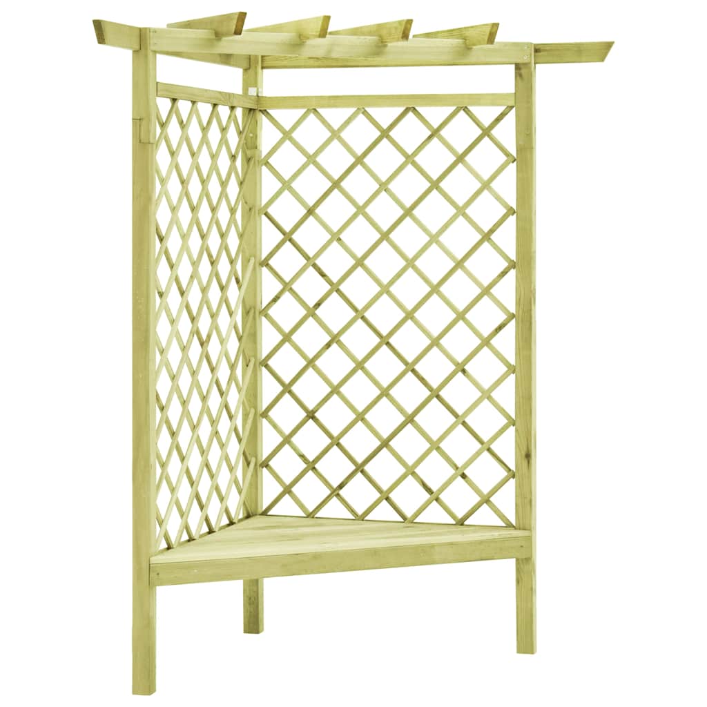 Kampinė pergolė su sėdyne, 130x130x197cm, impregnuota pušis Kampinė pergolė su sėdyne, 130x130x197cm, impregnuota pušis - Image 2
