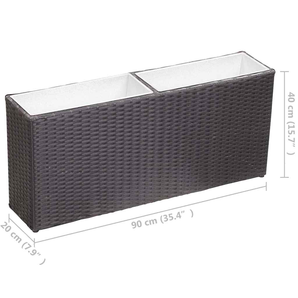 Lovelis su 2 vazonais, juodas, 90x20x40cm, poliratanas, aukštas Lovelis su 2 vazonais, juodas, 90x20x40cm, poliratanas, aukštas