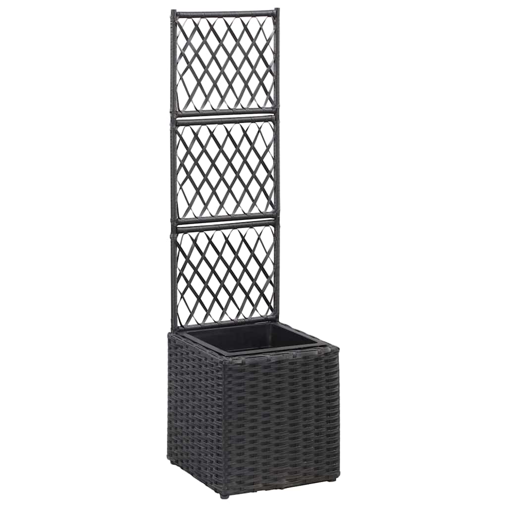 Lovelis ir vazonas, juodas, 30x30x107cm, ratanas, aukštas Lovelis ir vazonas, juodas, 30x30x107cm, ratanas, aukštas - Image 2