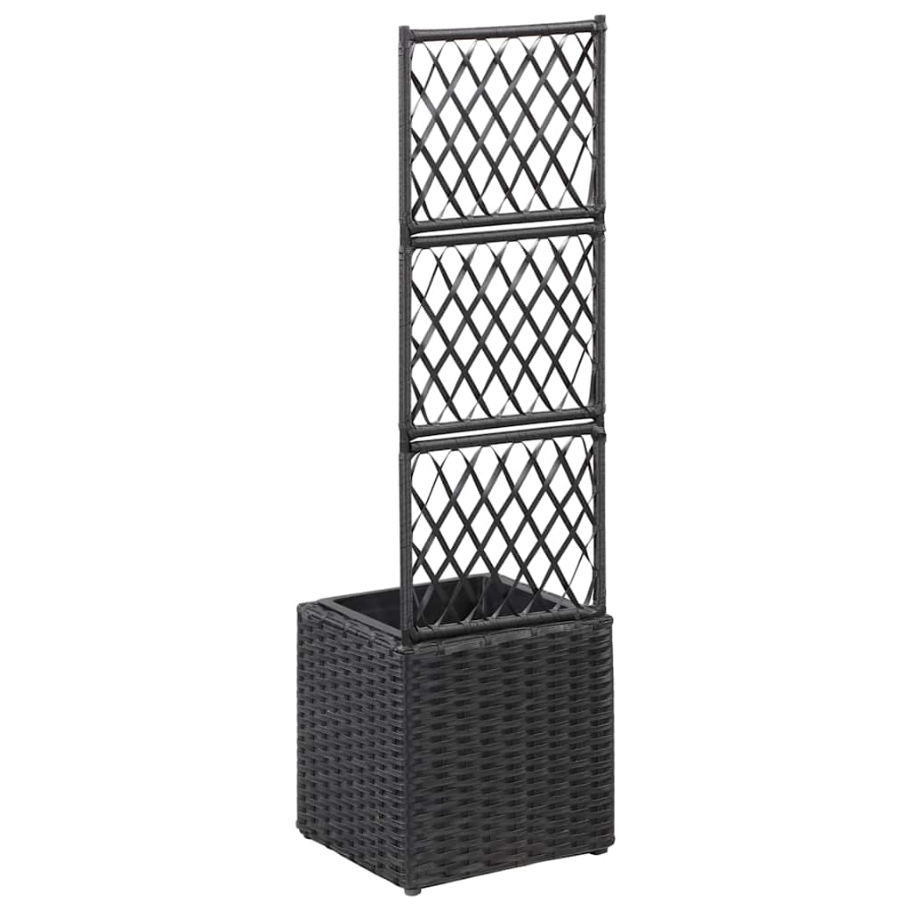 Lovelis ir vazonas, juodas, 30x30x107cm, ratanas, aukštas Lovelis ir vazonas, juodas, 30x30x107cm, ratanas, aukštas - Image 3