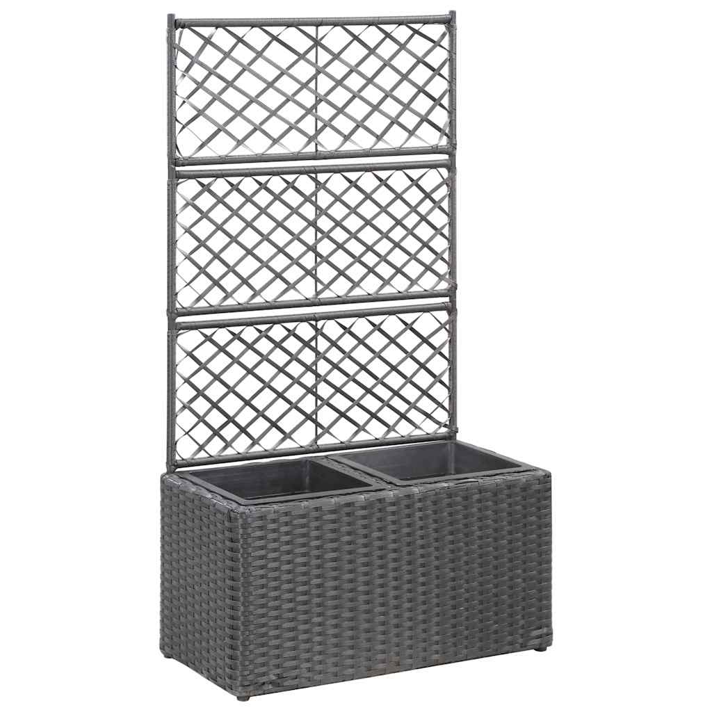 Lovelis su treliažu, 2 vazonais, juodas, 58x30x107cm, aukštas Lovelis su treliažu, 2 vazonais, juodas, 58x30x107cm, aukštas - Image 2