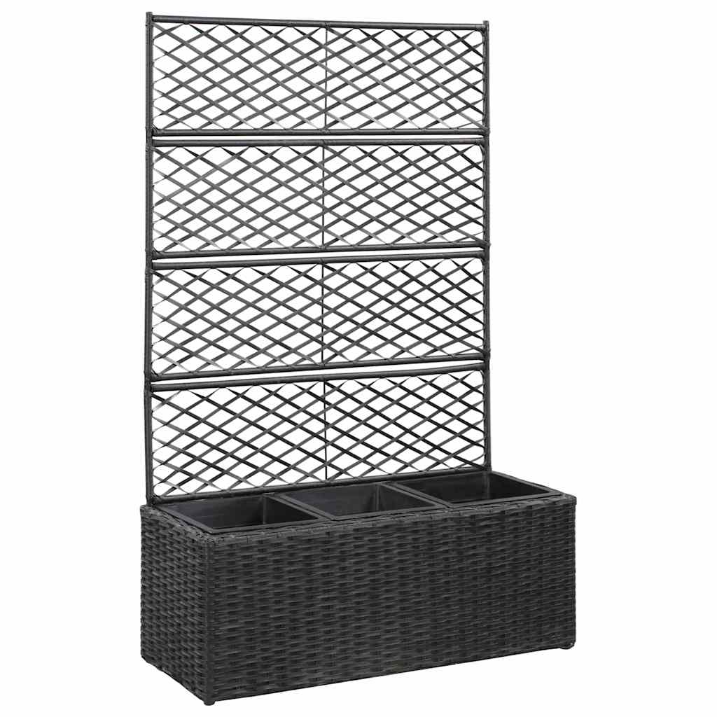 Lovelis su treliažu, 3 vazonais, juodas, 83x30x130cm, aukštas Lovelis su treliažu, 3 vazonais, juodas, 83x30x130cm, aukštas - Image 2