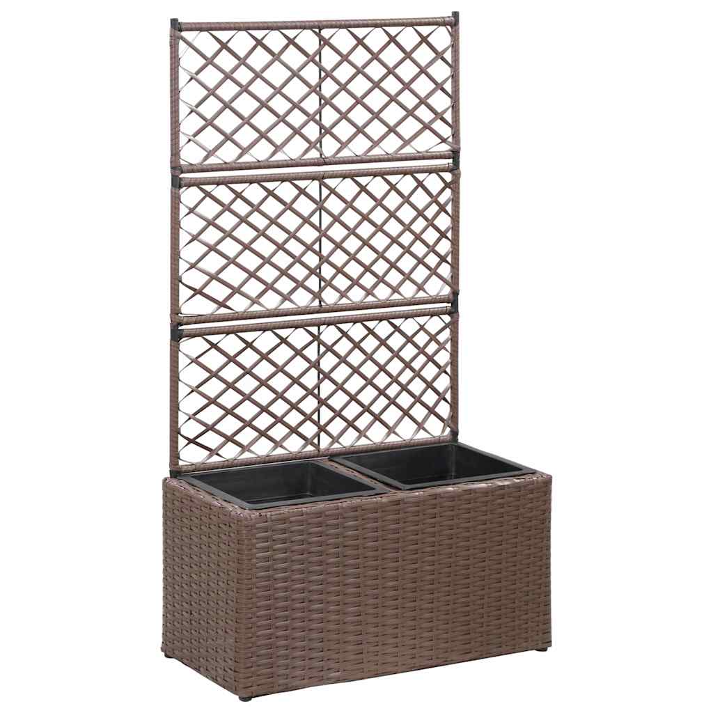 Lovelis su treliažu, 2 vazonai, rudas, 58x30x107cm, aukštas Lovelis su treliažu, 2 vazonai, rudas, 58x30x107cm, aukštas - Image 2