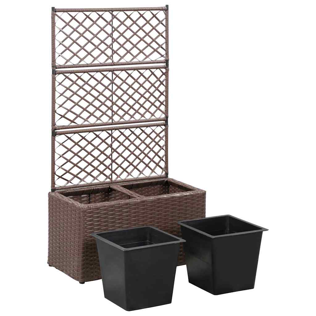 Lovelis su treliažu, 2 vazonai, rudas, 58x30x107cm, aukštas Lovelis su treliažu, 2 vazonai, rudas, 58x30x107cm, aukštas - Image 4