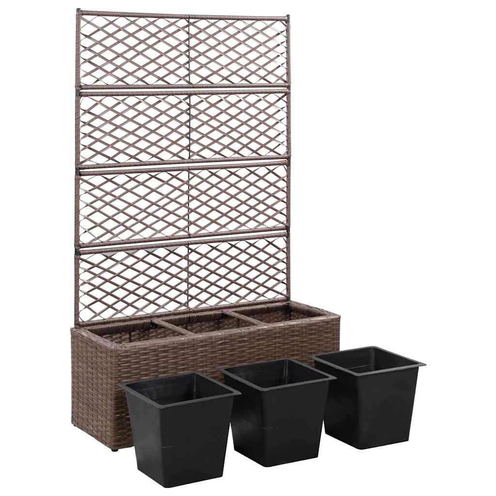 Lovelis su treliažu, 3 vazonai, rudas, 83x30x130cm, aukštas Lovelis su treliažu, 3 vazonai, rudas, 83x30x130cm, aukštas - Image 4