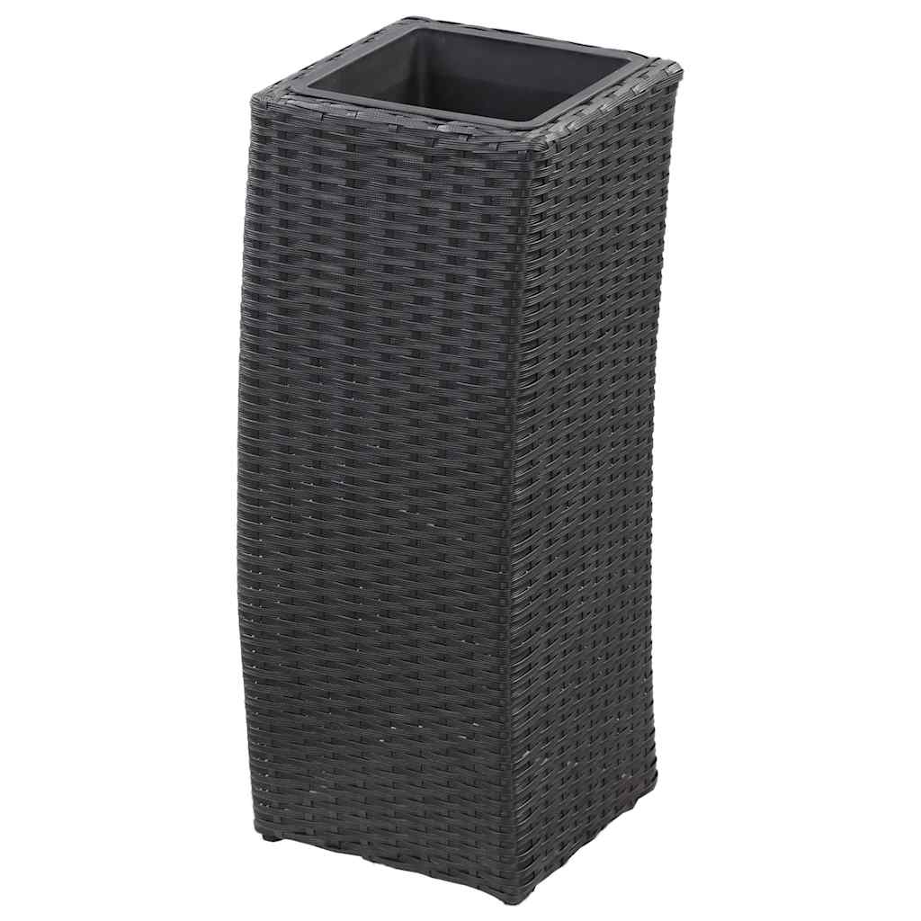Sodo vazonai, 3vnt., juodi, poliratanas, aukšti Sodo vazonai, 3vnt., juodi, poliratanas, aukšti - Image 6