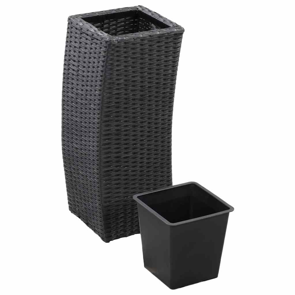 Sodo vazonai, 3vnt., juodi, poliratanas, aukšti Sodo vazonai, 3vnt., juodi, poliratanas, aukšti - Image 7