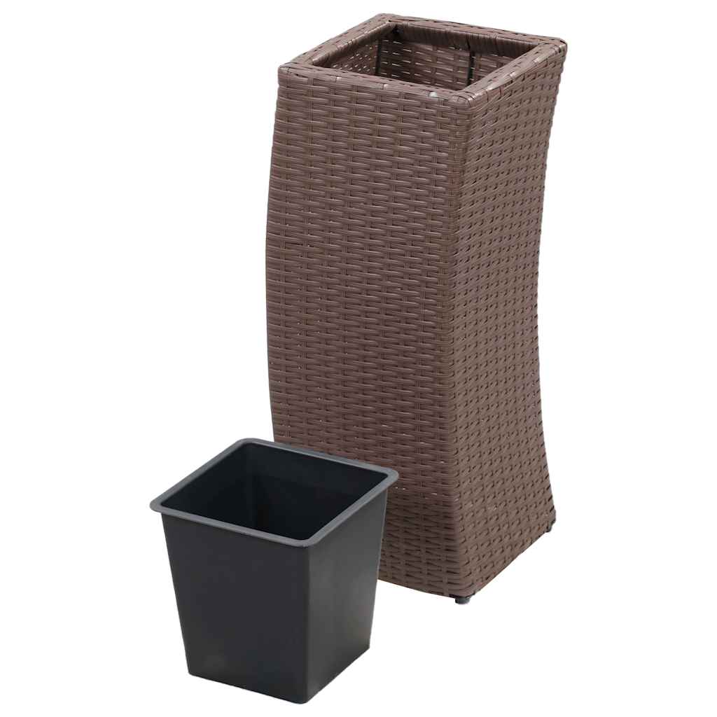 Sodo vazonai, 3vnt., rudi, poliratanas, aukšti Sodo vazonai, 3vnt., rudi, poliratanas, aukšti - Image 6