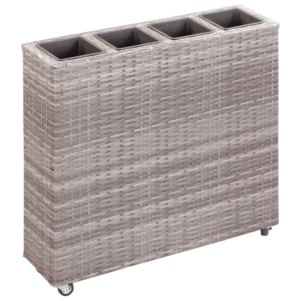 Lovelis su 4 vazonais, pilkas, 80x22x79cm, poliratanas, aukštas Lovelis su 4 vazonais, pilkas, 80x22x79cm, poliratanas, aukštas - Image 2