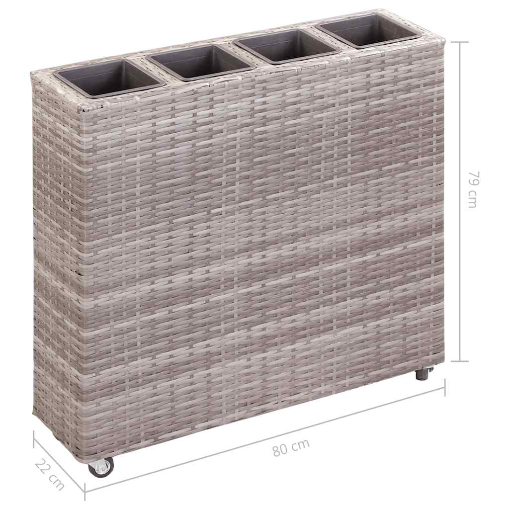 Lovelis su 4 vazonais, pilkas, 80x22x79cm, poliratanas, aukštas Lovelis su 4 vazonais, pilkas, 80x22x79cm, poliratanas, aukštas