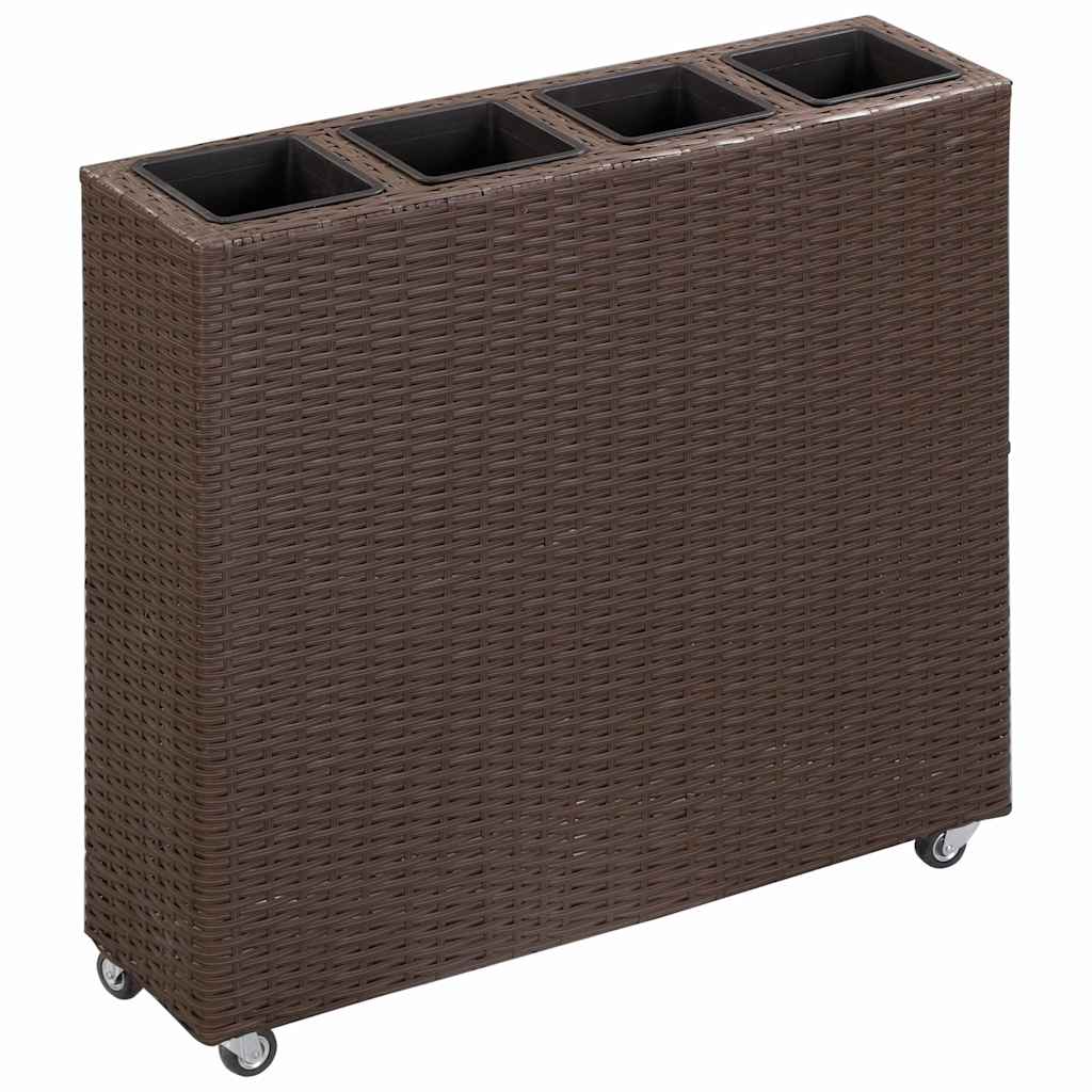 Lovelis su 4 vazonais, rudas, 80x22x79cm, poliratanas, aukštas Lovelis su 4 vazonais, rudas, 80x22x79cm, poliratanas, aukštas - Image 2