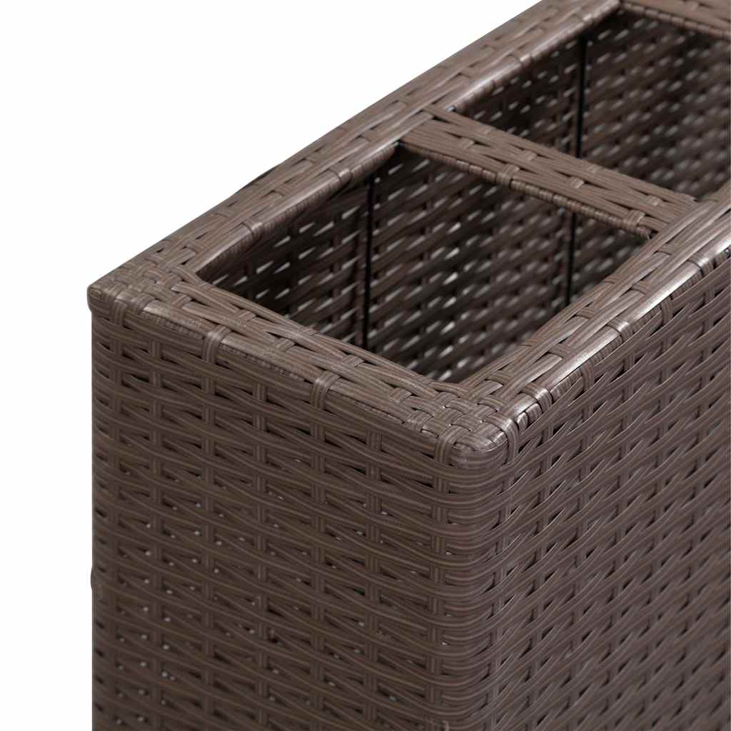 Lovelis su 4 vazonais, rudas, 80x22x79cm, poliratanas, aukštas Lovelis su 4 vazonais, rudas, 80x22x79cm, poliratanas, aukštas - Image 4