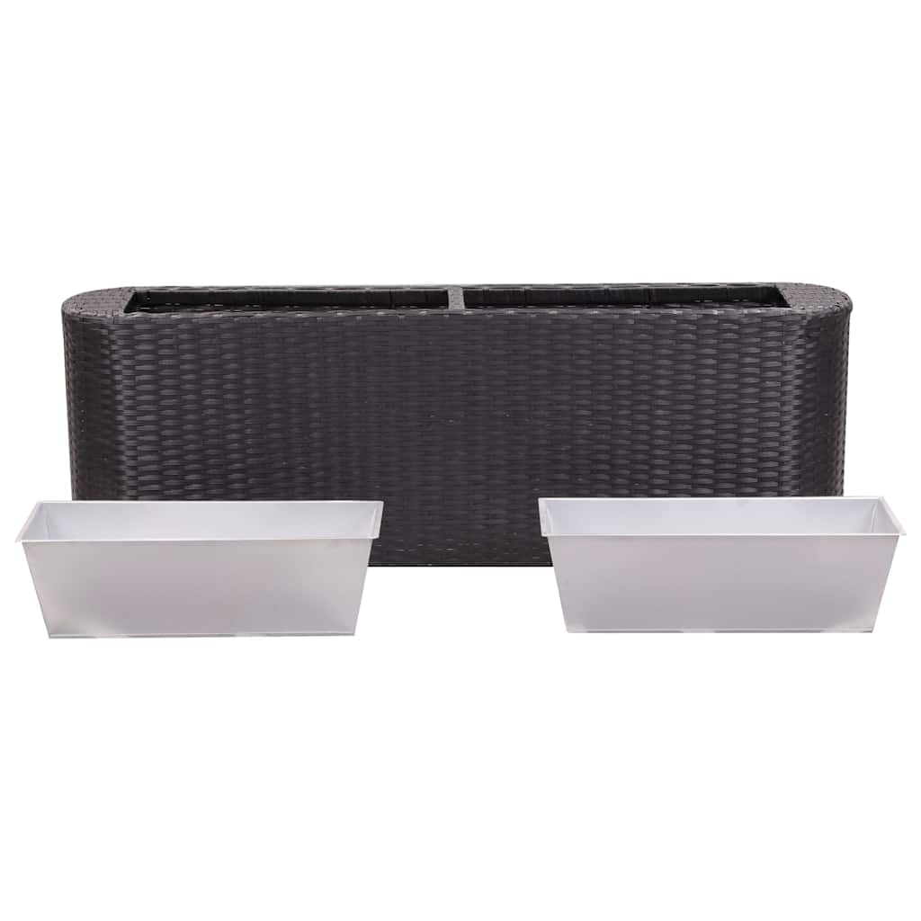 Sodo lovelis, juodas, 120x24x40cm, poliratanas, aukštas Sodo lovelis, juodas, 120x24x40cm, poliratanas, aukštas - Image 3