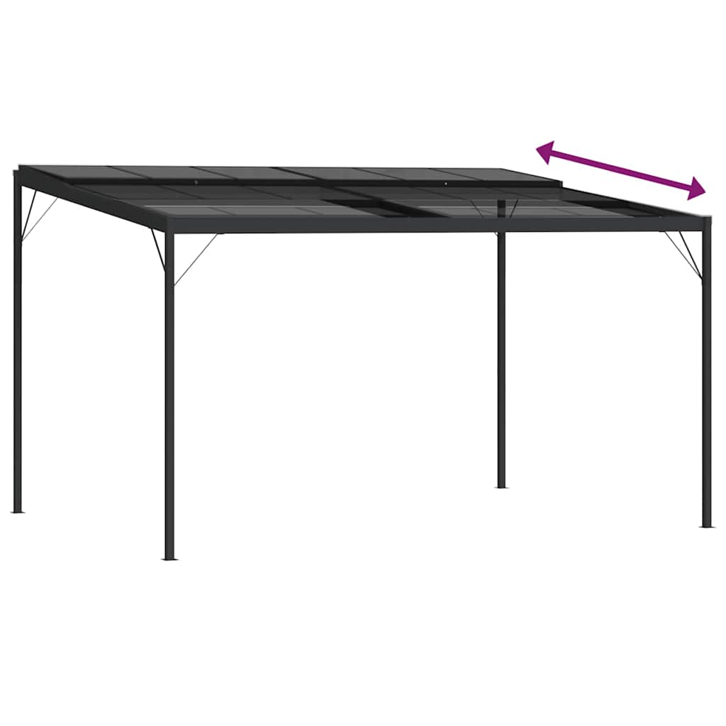 Pavėsinė su stogu, antracito, 4x3x2,5m, aliuminis ir plienas Pavėsinė su stogu, antracito, 4x3x2,5m, aliuminis ir plienas - Image 7