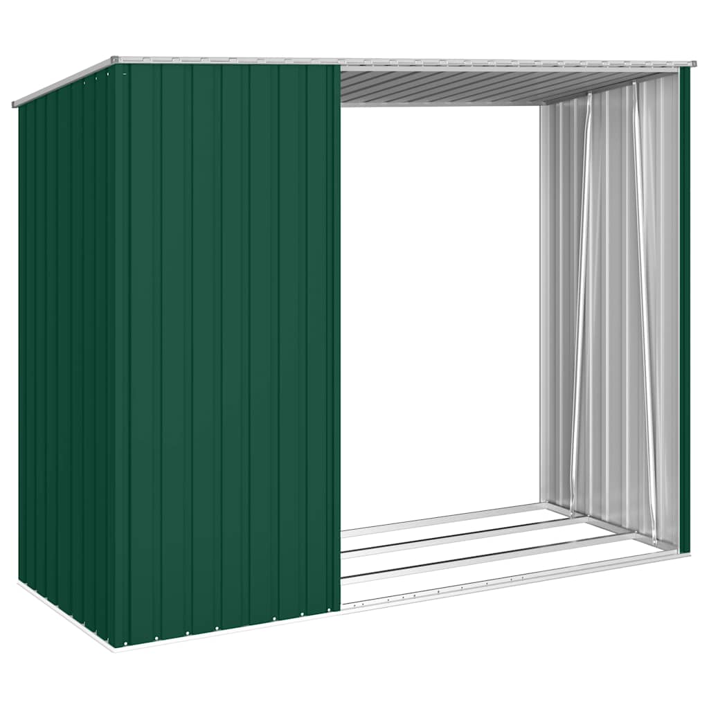 Sodo malkinė-pašiūrė, žalios spalvos, 245x98x159cm, plienas Sodo malkinė-pašiūrė, žalios spalvos, 245x98x159cm, plienas - Image 8