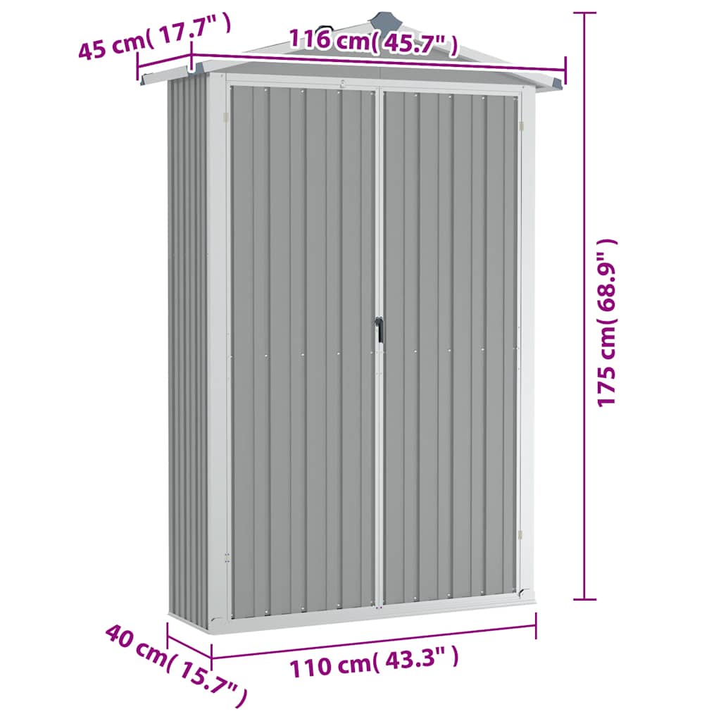 Sodo pašiūrė, pilka, 116x45x175cm, galvanizuotas plienas Sodo pašiūrė, pilka, 116x45x175cm, galvanizuotas plienas - Image 9